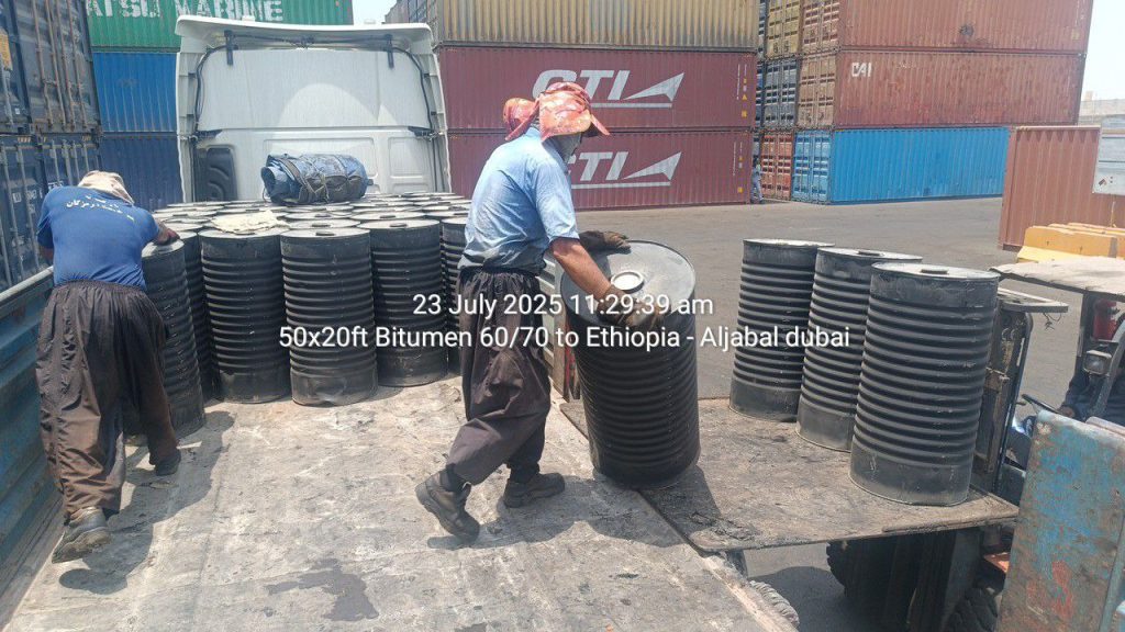 50x20ft containers bitumen 60/70 to ethiopia in july 2025