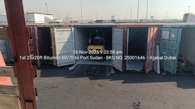 1st 25x20ft Bitumen 60/70 to Port Sudan – BKG NO. 25001646 – Aljabal Dubai