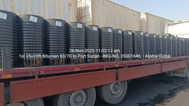 1st 25x20ft Bitumen 60/70 to Port Sudan – BKG NO. 25001646 – Aljabal Dubai