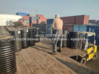 1st 25x20ft Bitumen 60/70 to Port Sudan – Aljabal Dubai
