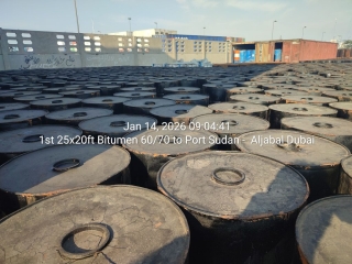 1st 25x20ft Bitumen 60/70 to Port Sudan – Aljabal Dubai